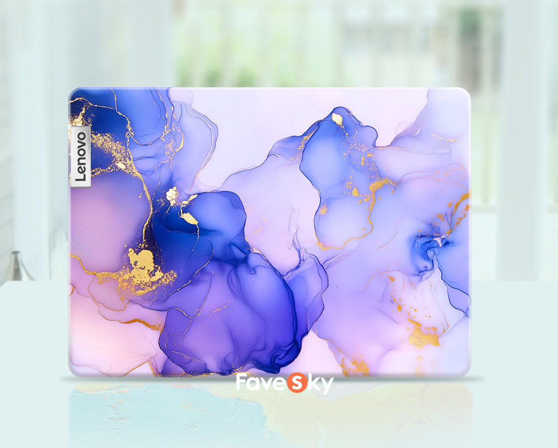Lenovo Yoga 7i laptop stickers Dreamy blue purple gold abstract art design favesky