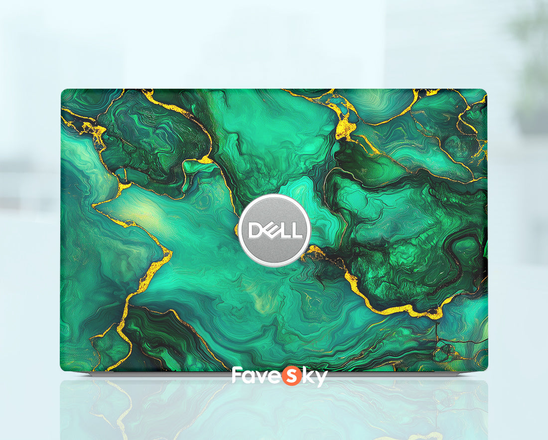 Dell Decals Laptop Skin Geek Gifts Custom Sticker Green Marble Design favesky