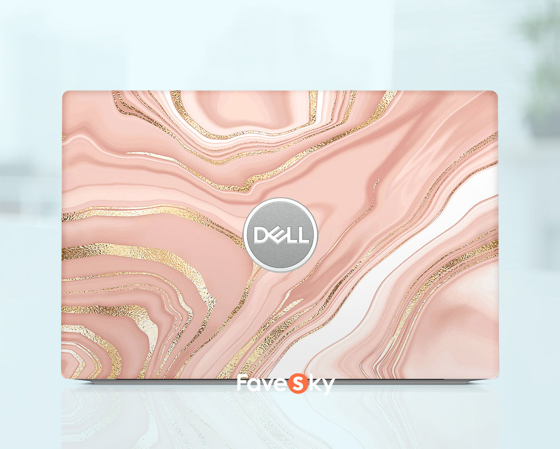 Custom Dell Skin Pink Elegant Marble Pattern Personalized Unique Sticker favesky