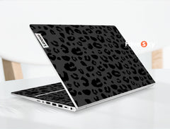 Ideapad 5 Laptop Stickers Stylish Black Background Leopard Print Design favesky