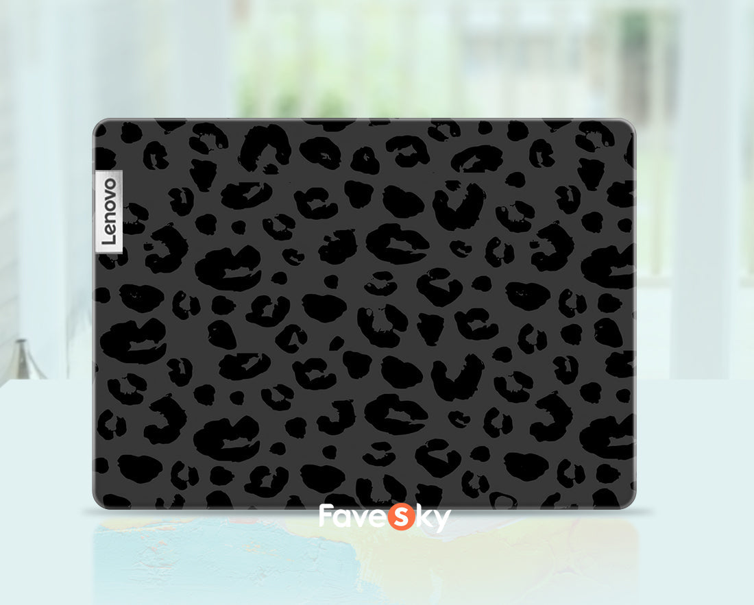 Ideapad 5 Laptop Stickers Stylish Black Background Leopard Print Design favesky