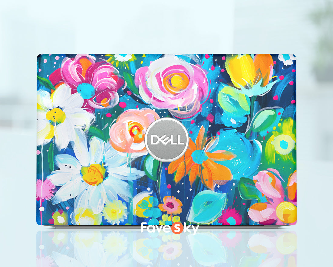 Dell Laptop Skin Inspiron 16 7640 Custom Sticker Abstract Art Flowers favesky