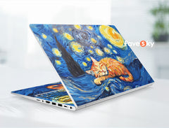 Custom Gift Laptop Skin Dell Decal Sleeping Cat Design Art Sticker For favesky
