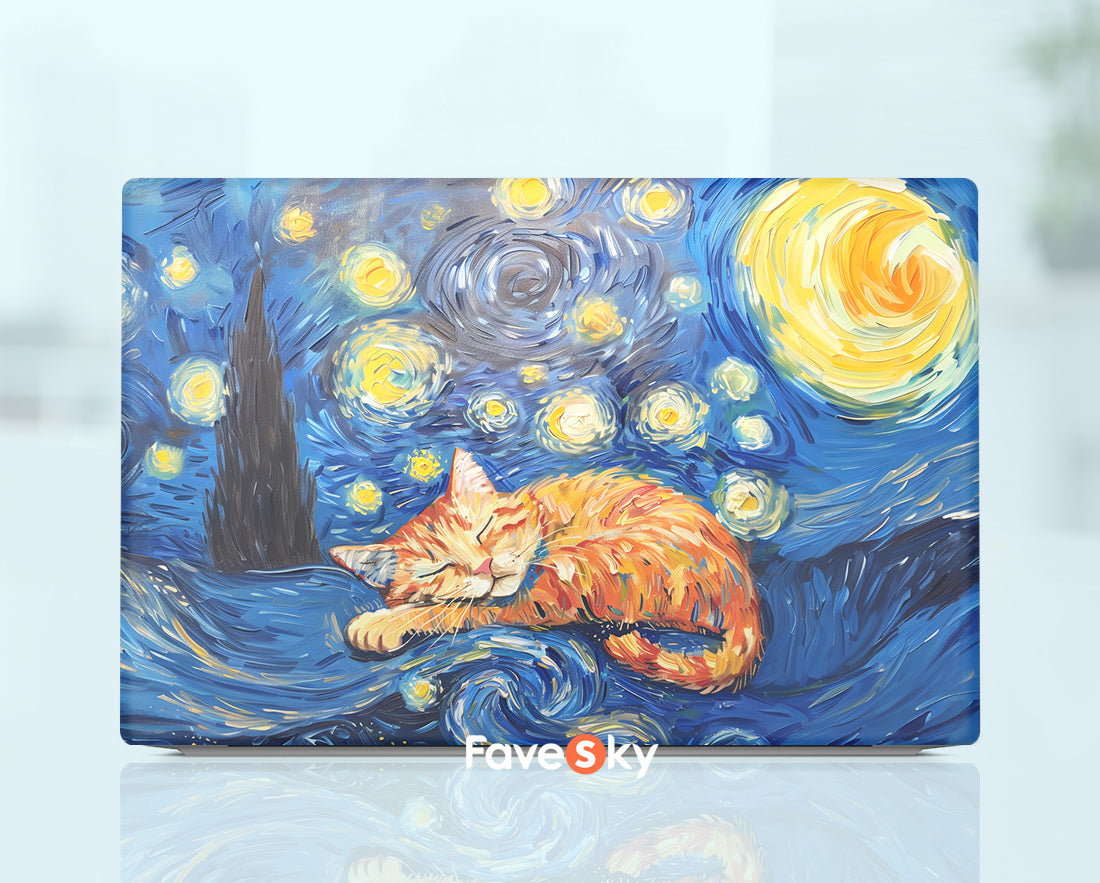 Custom Gift Laptop Skin Dell Decal Sleeping Cat Design Art Sticker For favesky