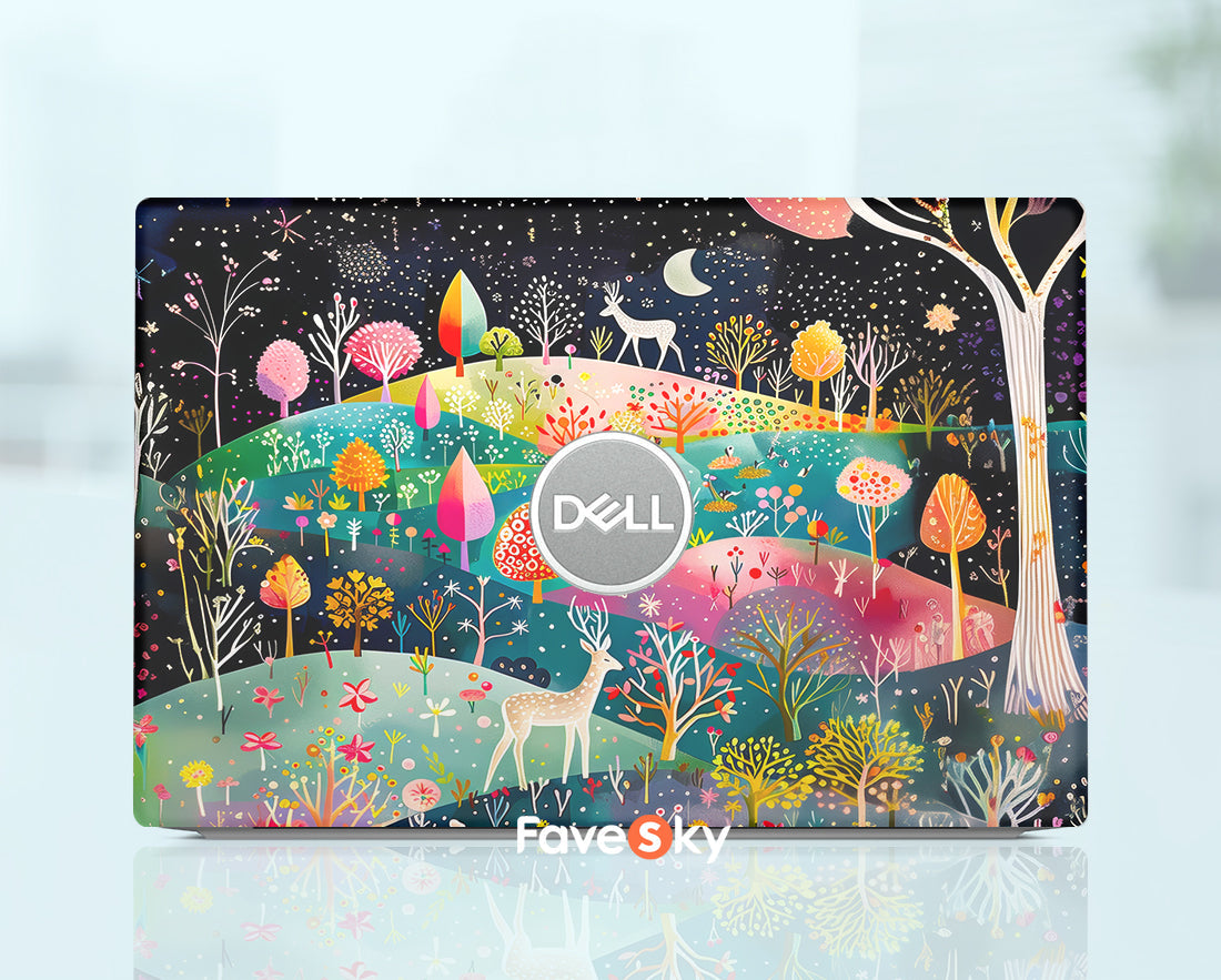 Dell Skin Pre-cut Decal Art Sticker Custom Gift Colorful Abstract Forest favesky
