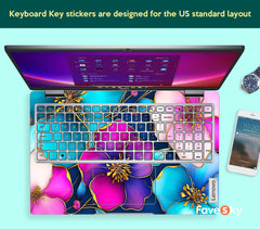 Lenovo Yoga 5G computer stickers Dreamy blue pink gold floral design favesky