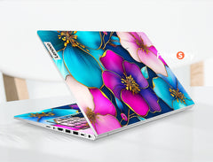 Lenovo Yoga 5G computer stickers Dreamy blue pink gold floral design favesky