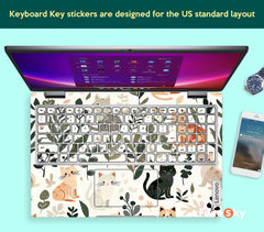 IdeaPad Flex 5 laptop decals childlike cat and plant illustration design favesky