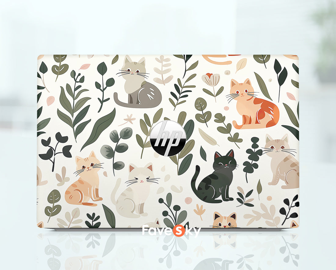 ProBook 450 G8 Skin Whimsical Cat Greenery Perfect Gift for Animal Lovers favesky