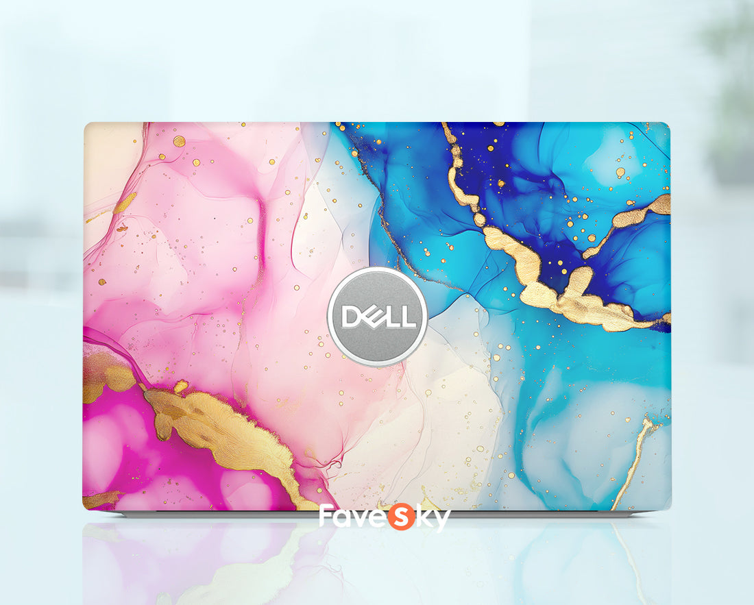 Laptop Skins Dell Decals Gifts For Her Blue pink marble texture design For favesky
