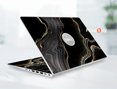 DELL Laptop Decals Skin Customized Golden Curve Black Background favesky