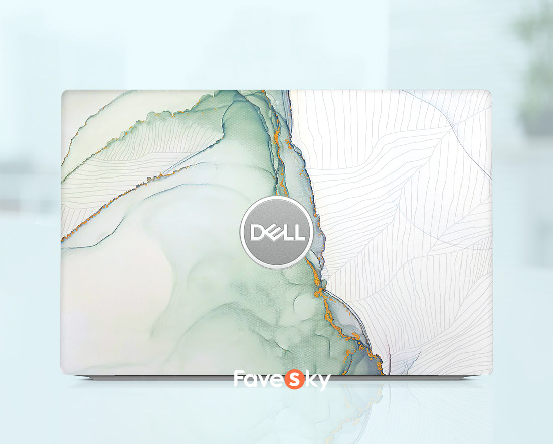 Dell G15 5530 Laptop Skin Green Simple Lines Vinyl Decal Personalized Gift favesky