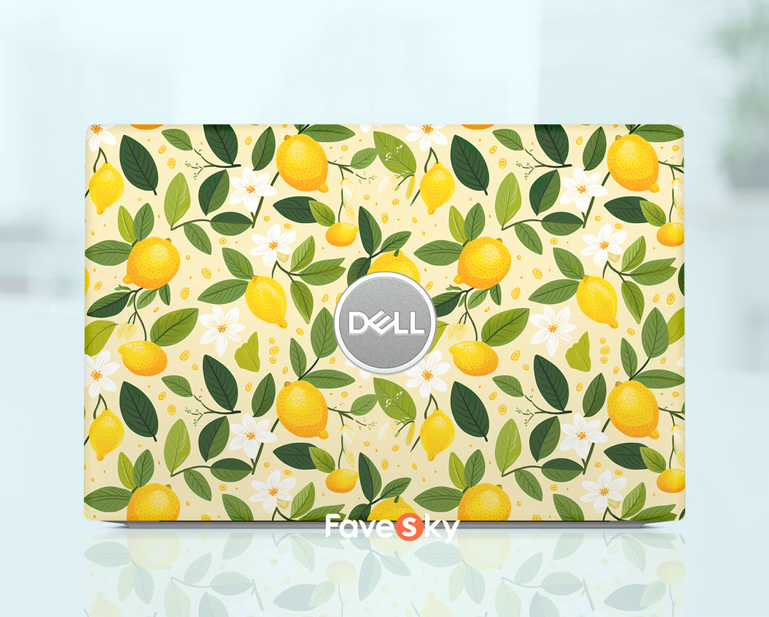 Custom Decal Dell XPS Laptop Skin Yellow Lemon Design Personalized Gift favesky