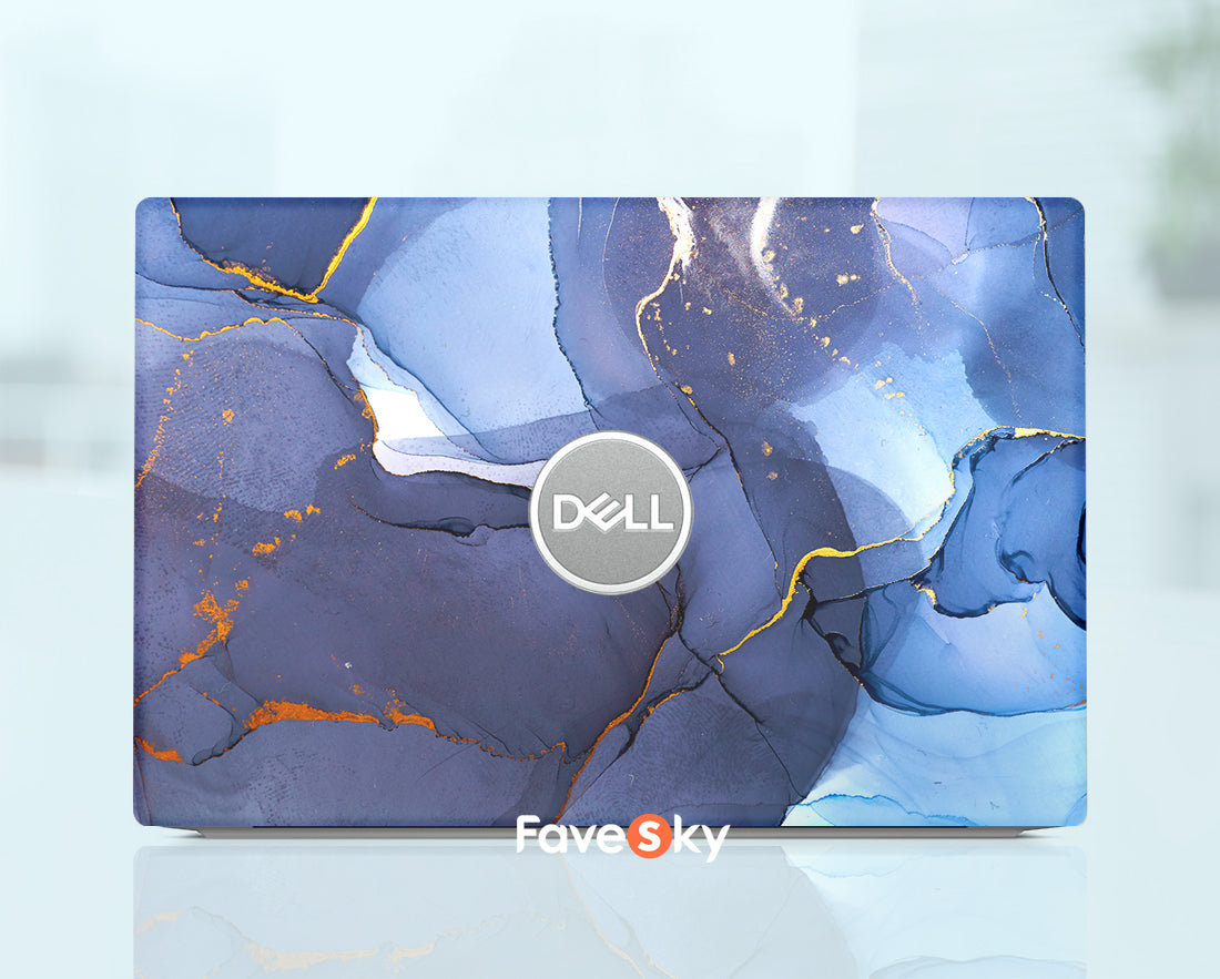 Laptop Skins Dell Pre-Cut Sticker Personalized Gift Custom Blue Marble favesky