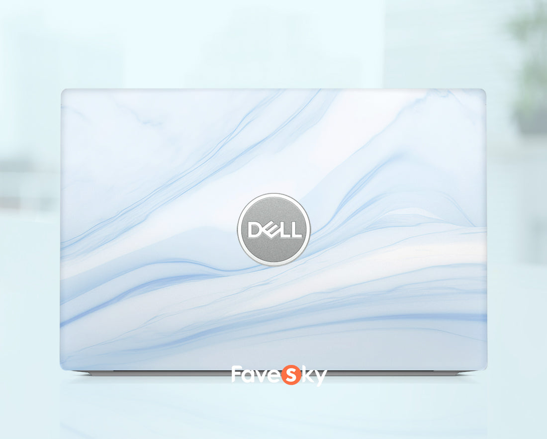 Custom Laptop Skin Dell Accessories XPS Vinyl Decal Art Gift Blue Marble favesky