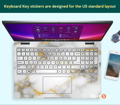 Laptop Skins Dell Inspiron Decals Personalized Custom Sticker White Marble favesky