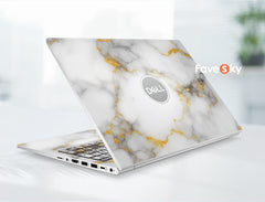 Laptop Skins Dell Inspiron Decals Personalized Custom Sticker White Marble favesky