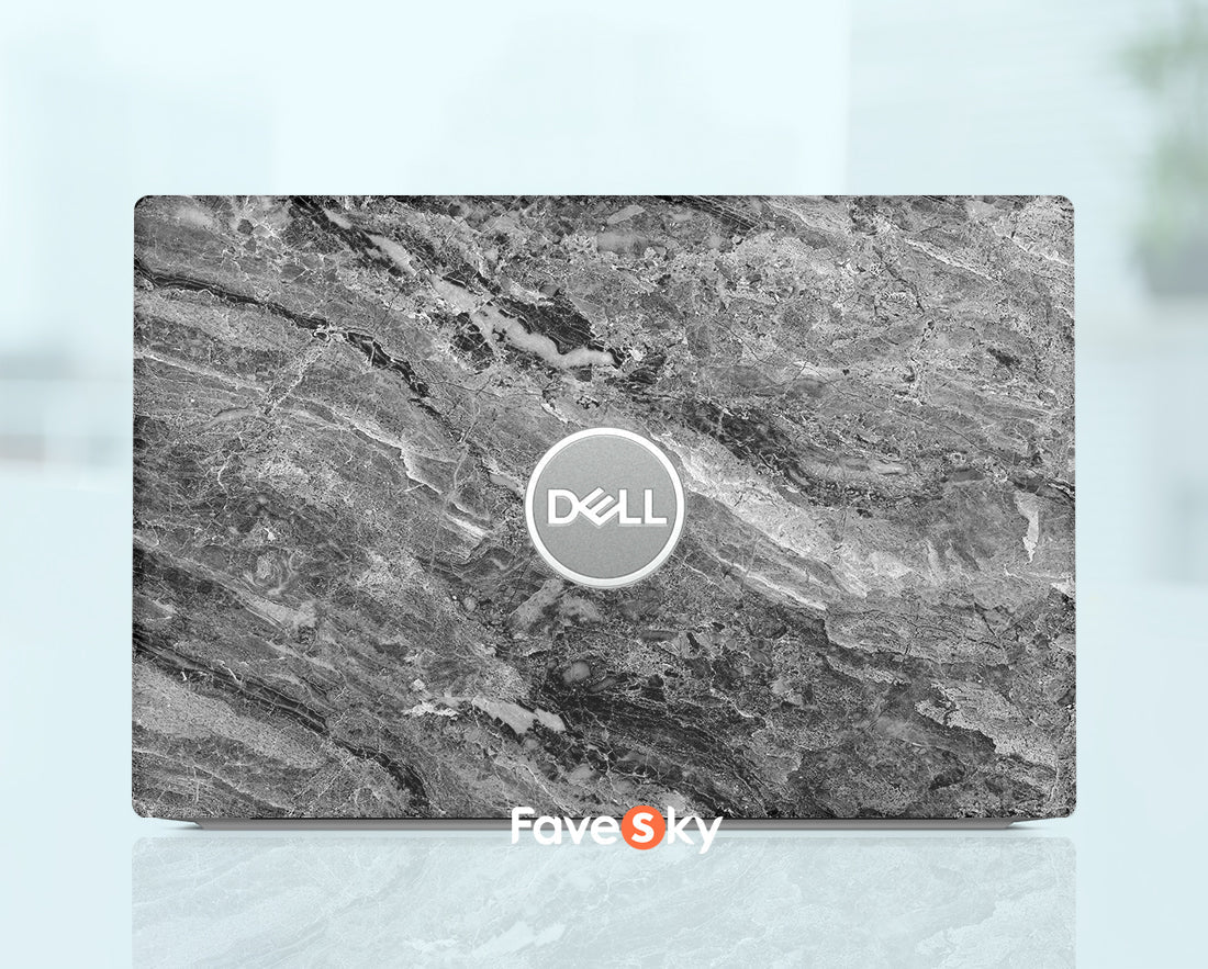 Custom Laptop Skin Dell Decal Art Gift Abstract Designs Gray Marble Texture favesky
