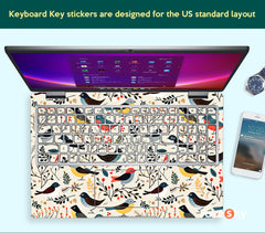 Laptop Skin Dell Decal Custom Sticker White Minimalist Design Bird Pattern favesky