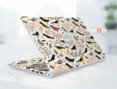 Laptop Skin Dell Decal Custom Sticker White Minimalist Design Bird Pattern favesky