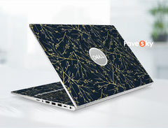 Personalized Gift Dell Laptop Skin Xps Decal Abstract Golden Botanical favesky