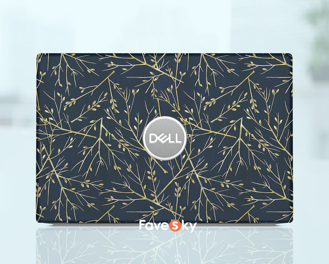 Personalized Gift Dell Laptop Skin Xps Decal Abstract Golden Botanical favesky