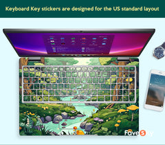 Custom Laptop Skin Dell Inspiron 5450 Sticker Green Anime Scene Forest Art favesky