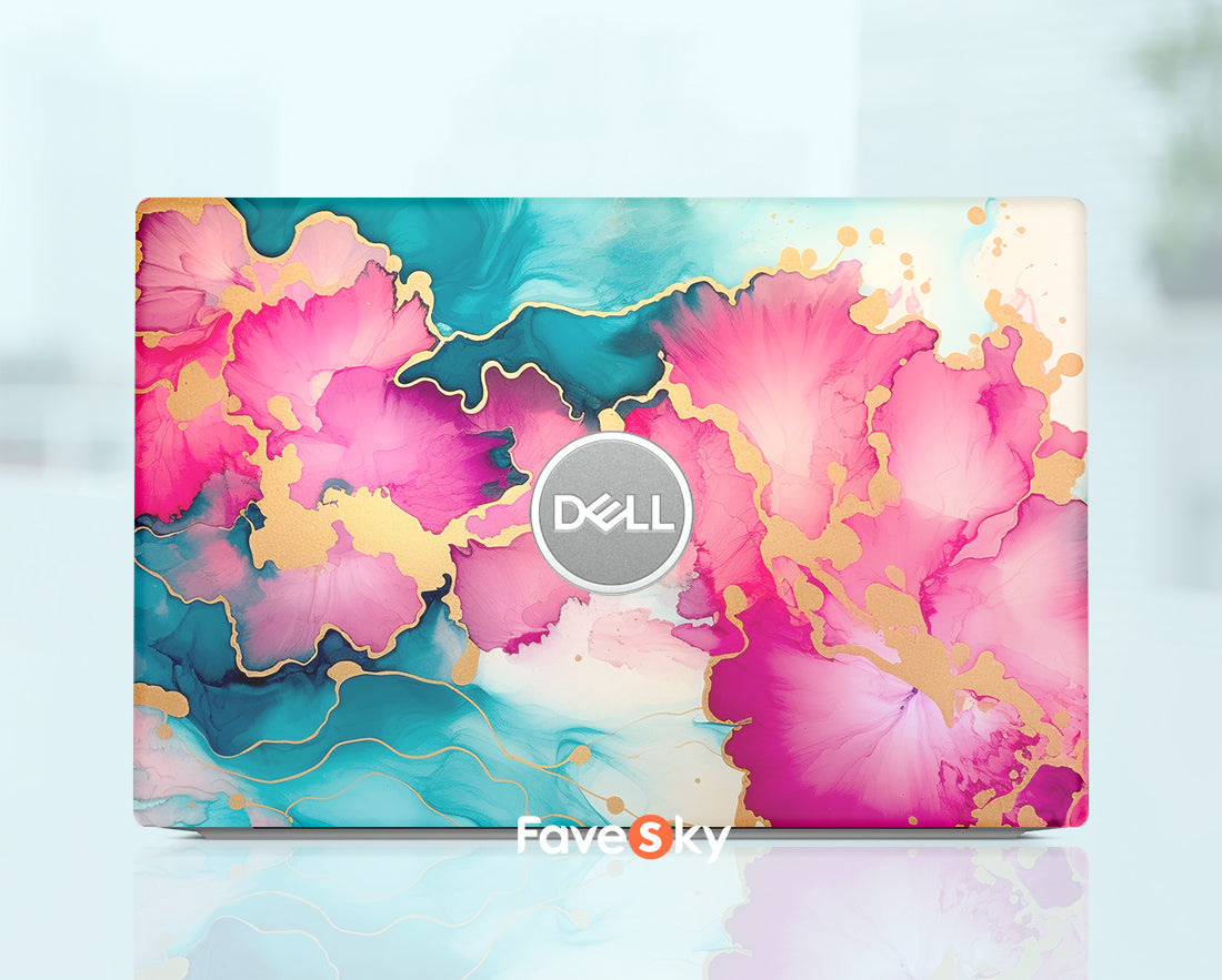 Dell Laptop Skin XPS 9530 Custom Sticker Pink Watercolor Marble Design favesky