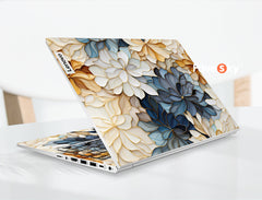 Lenovo Slim 7 laptop Sticker Elegant Blue White Gold Floral Design favesky