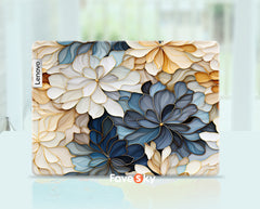 Lenovo Slim 7 laptop Sticker Elegant Blue White Gold Floral Design favesky