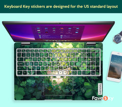 Thinkbook 16 laptop stickers childlike cat clover illustration design favesky