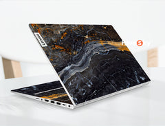 Thinkpad X1 Yoga Laptop Decals Luxury Black Gold Marble Texture Design favesky