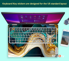 Lenovo Legion 5 Computer Sticker Elegant Blue and Gold Flow Art Design favesky