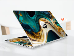 HP Spectre x360 Computer Sticker Fantasy Blue and Gold Flow Art Design favesky