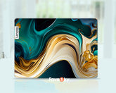 Lenovo Legion 5 Computer Sticker Elegant Blue and Gold Flow Art Design favesky