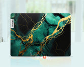 ThinkPad X1 Carbon laptop skins Elegant green and gold abstract art design favesky