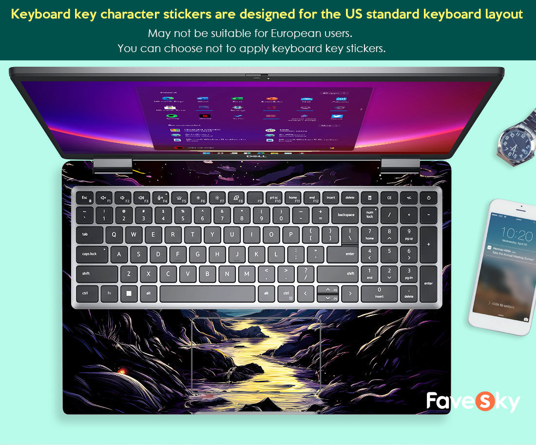 Laptop Skin Dell Custom Sticker Personalized Gift Night Forest Design favesky