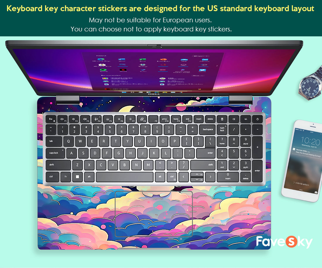 Laptop Accessories Dell Skins Custom Gifts Aesthetic Night Sky Design favesky