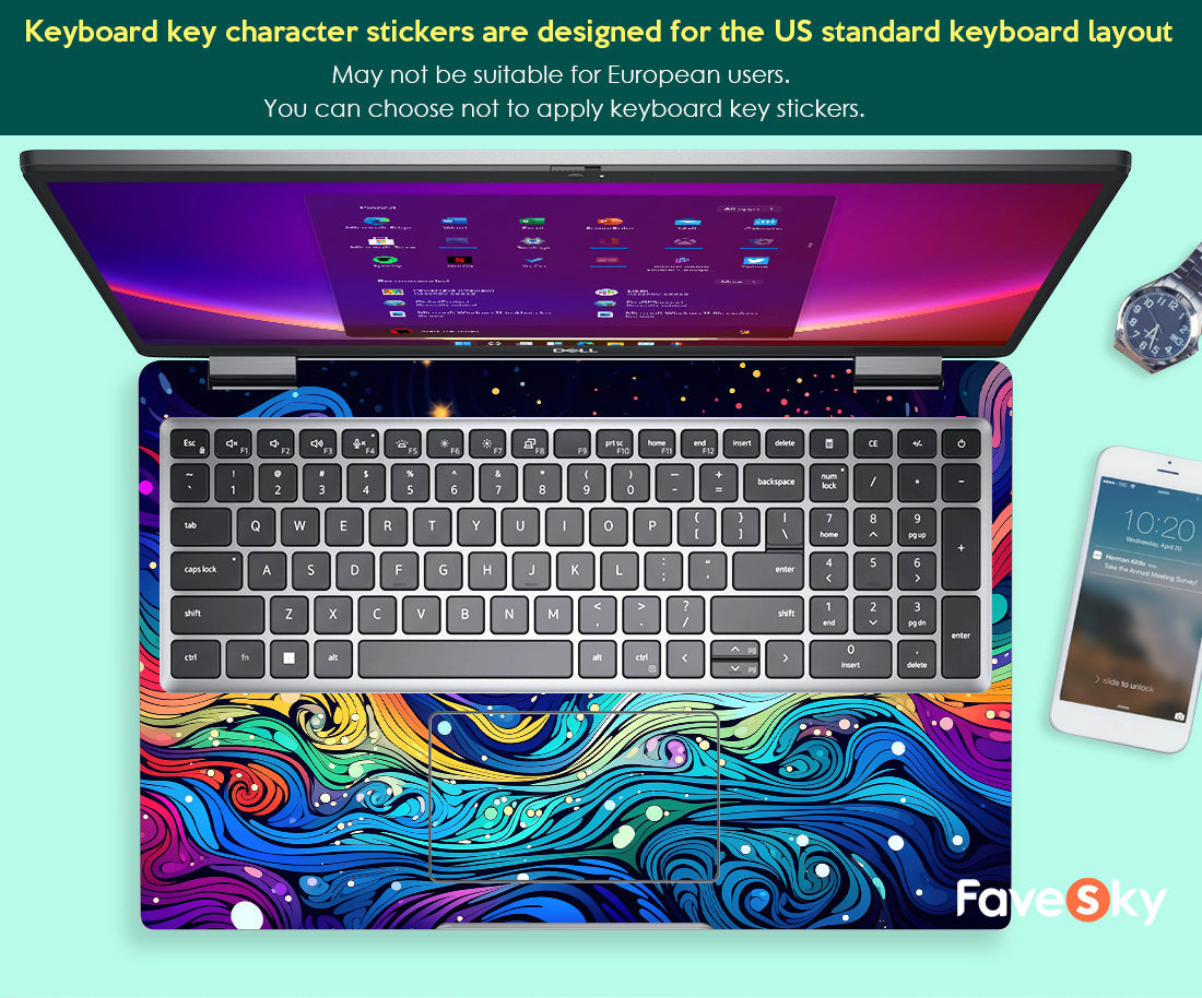 Dell 7445 Skin Vinyl Decal Custom Gift Colorful Starry Oil Painting Design favesky