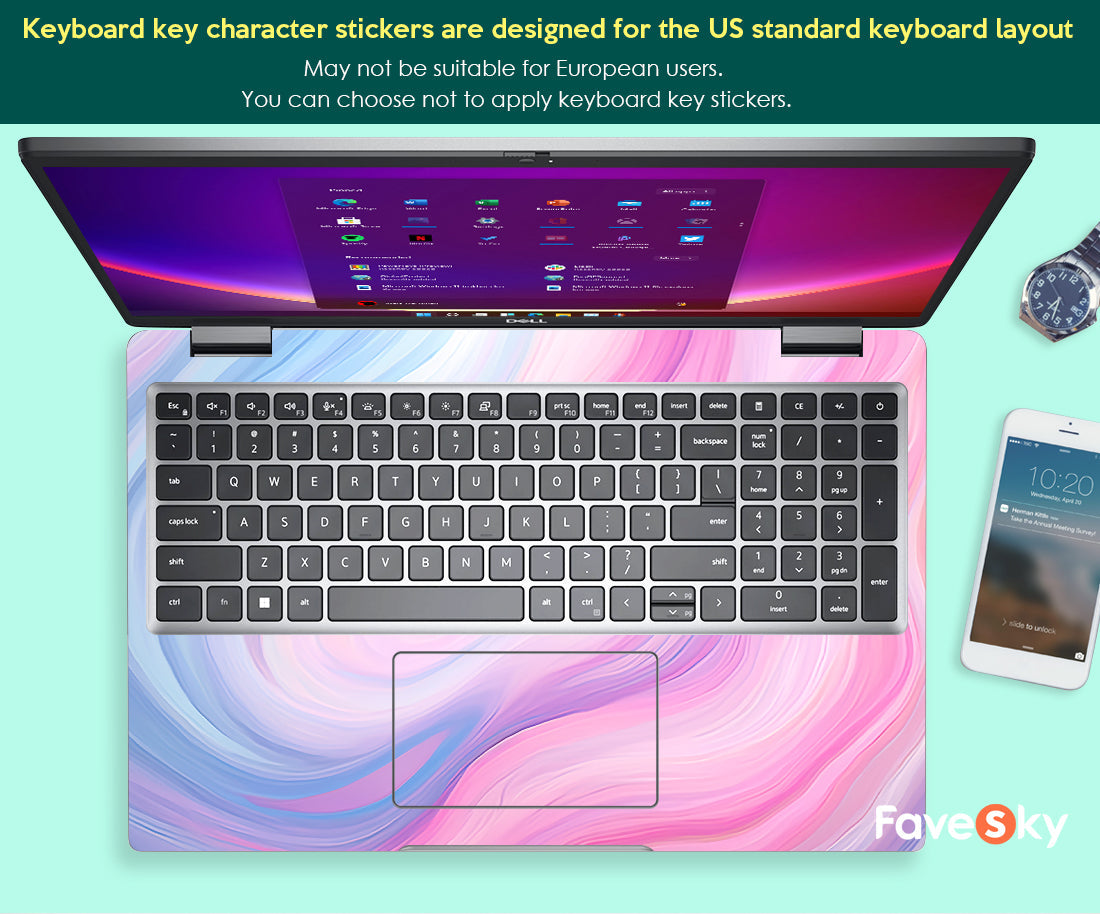 Dell Pre-Cut Custom Laptop Skin Precision Decals Design Marble Texture favesky