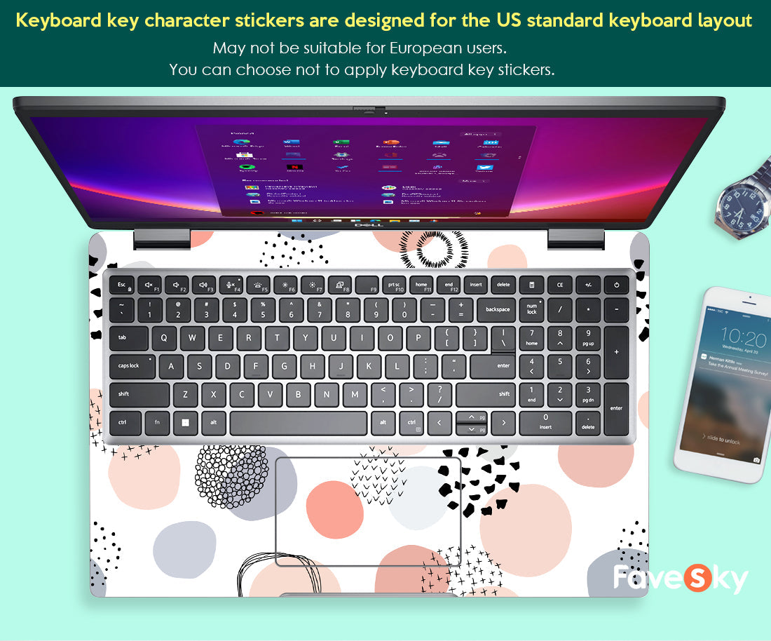 Dell Accessories Latitude 7410 Laptop Skin Custom Sticker Pink Marble favesky