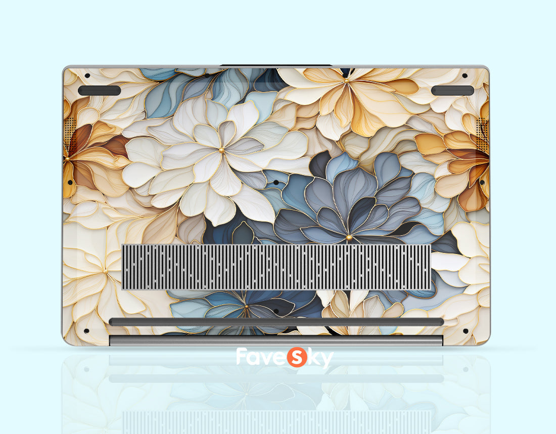 Envy 14 Decal Elegant Blue and Gold Floral Art Perfect Gift for Art Lovers favesky