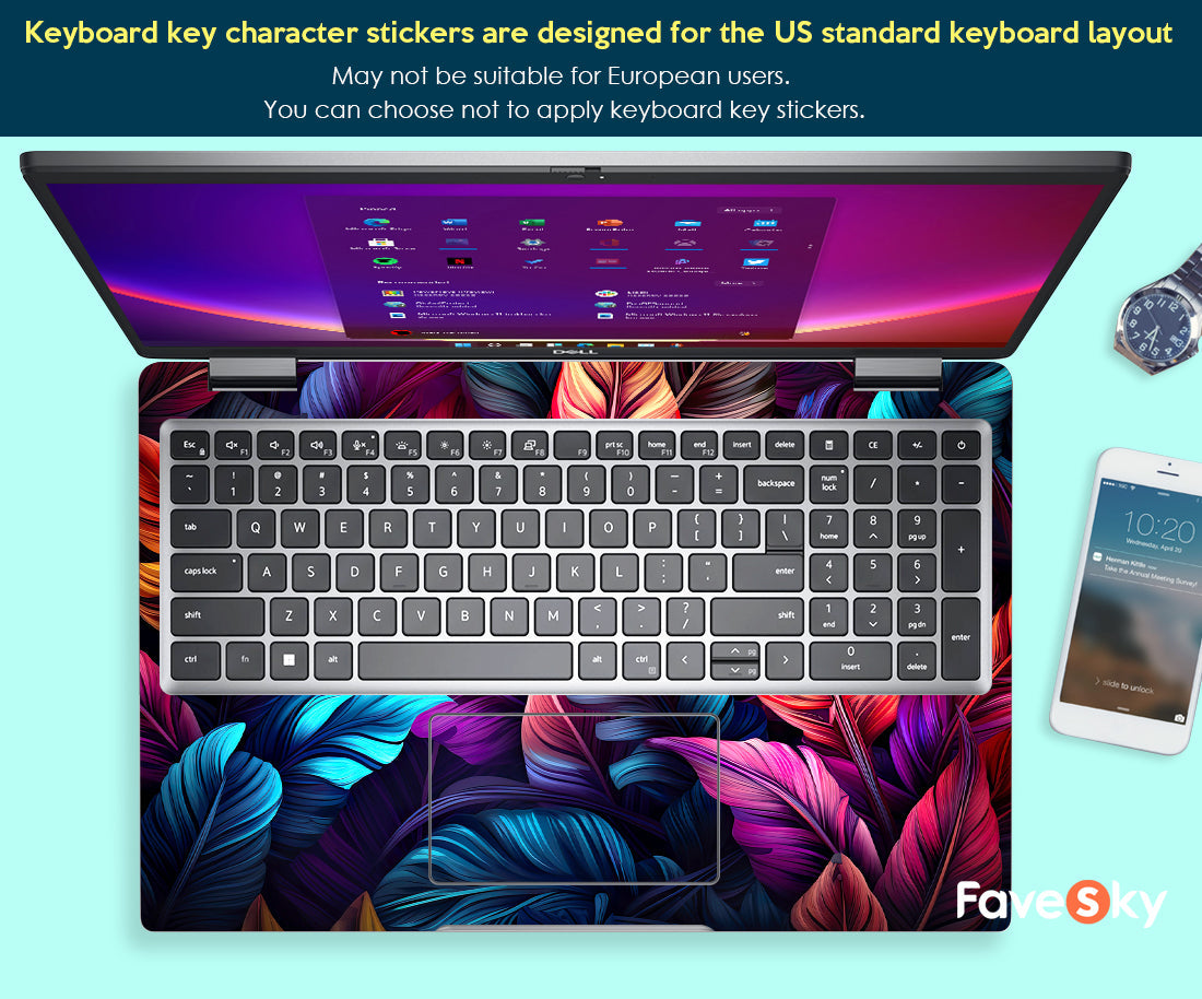 HP Omen 15 laptop decals Fantasy colorful feather art design Creative gift favesky